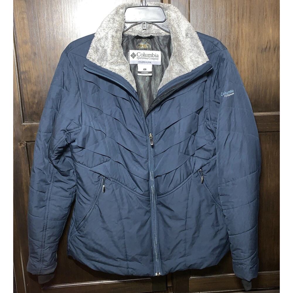 Columbia Jacket Women’s Large Navy Blue Omni-Heat Interchange Insulated Quilted